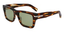 New Salvatore Ferragamo SF2033S 216 Striped Brown Sunglasses with Green Lenses