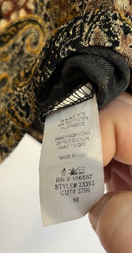 Vintage Whimsy Goth Top Medium Paisley Stretch Boho Moody Slinky Y2K Jaipur - Picture 4 of 9