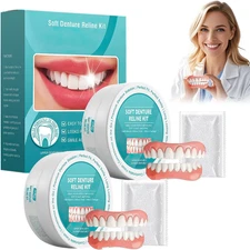 Denture Set Silicone 2 Pcs Instant Smile Replacement Waterproof Comfortable