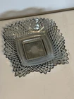 Vintage Indiana Glass Smoke Gray Carnival Glass Candy Dish Diamond Point Square