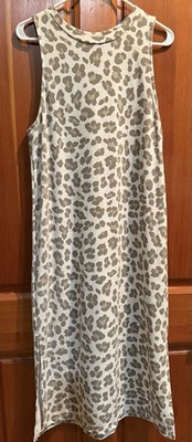 Cherish Leopard Print Tank Midi Dress Sz Large Side Slit Sleeveless