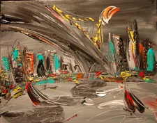 NEW  YORK  Modern  Original Abstract Painting  SIGNED PALETTE ewefwef