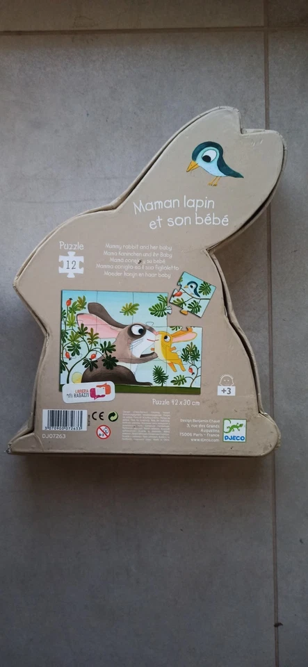 puzzle "Maman Lapin"Djeco +3 anni 24 pezzi grandi usato buone condizioni - Immagine 4 di 4