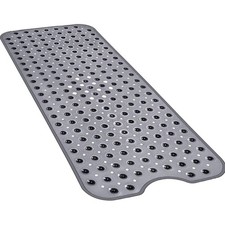 Heavy-Duty Machine Washable Shower Mat with Suction Cups - Clear Light Black