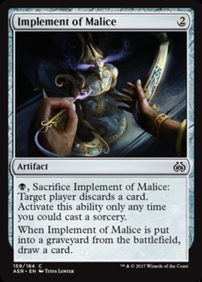 1x Implement of Malice - Foil MTG - Aether Revolt - Light Play