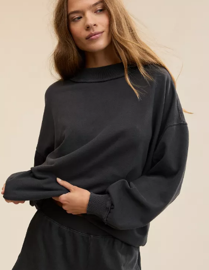 Aerie Alumni Mockneck Sweatshirt - Smoked Gray