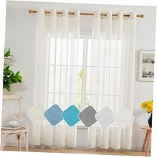 -Feel Sheer Curtains, 2 Panels Set, Grommet Top, 52"W x 84"L Pack of 2 Linen