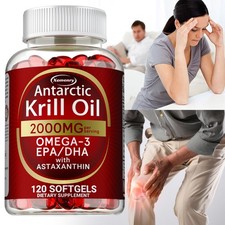 Antarctic Krill Oil 2000mg - Omega-3,EPA, DHA, Astaxanthin,Heart and Skin Health