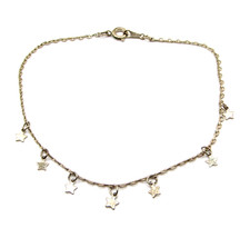 Star Anklet Ankle Bracelet in Silver Plated Metal 8mm 10 inch
