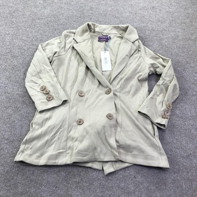 Adore Me Jacket Womens Small Beige Double Breasted Blazer Trench Lightweight