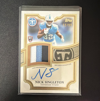 Topps 2026 Flagship Nick Singleton Titans Auto RPA Rookie #ARP-NS 22 /99
