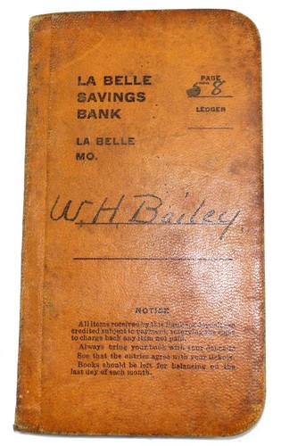 1914 La Belle Savings Bank Savings Acount Bank Passbook La Belle, Missouri