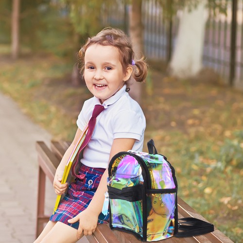 Sequin Laser School Bag Student Multifunctional Backpack Iridescent - Picture 11 of 12