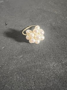 Vintage 14k Yellow Gold Cluster Of 13 Pearls Ring 4.5gr Size 6.75👍