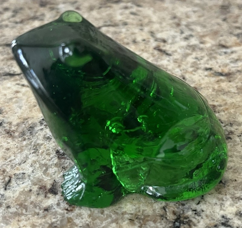 All MCM Green Glass Art Frog     2.25” X 2” X 2.25”