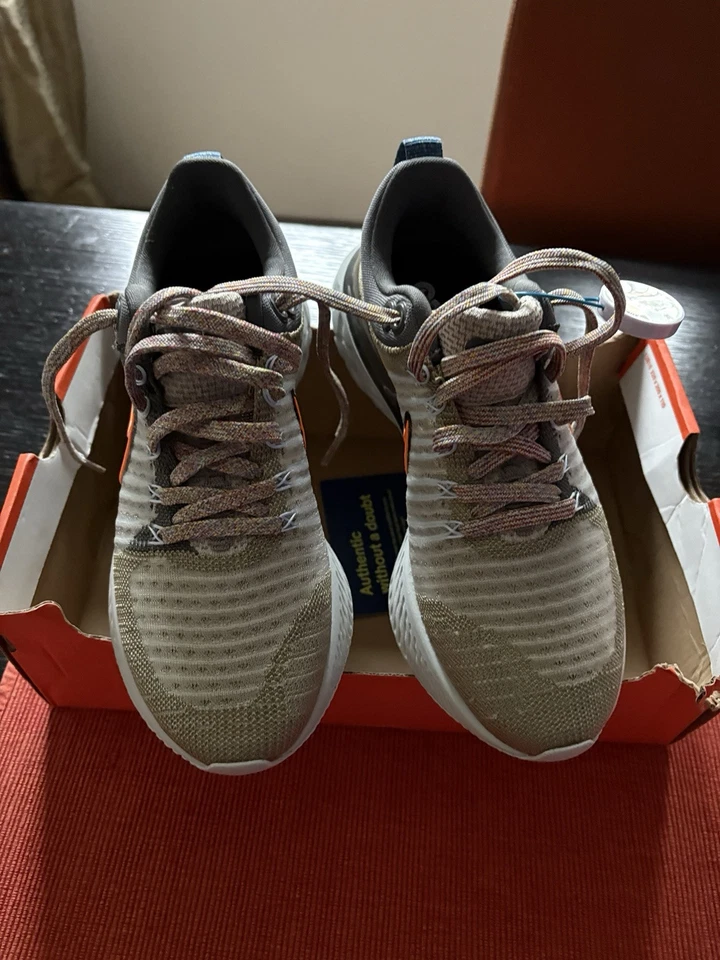Nike React Infinity Run Flyknit 2 MFS UK 6 EUR 40 Light Bone Grey Orange New - Image 3 of 4