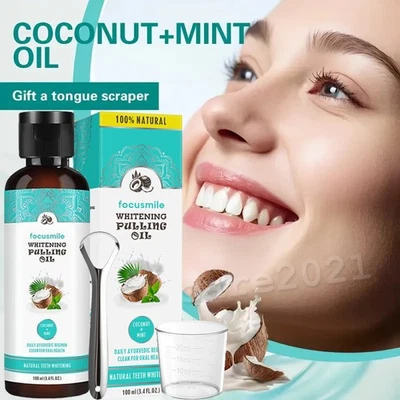FOCUSMILE Coconut Oil Pulling 100ml Coconut & Peppermint Oil Pulling With Tongue Appealing
