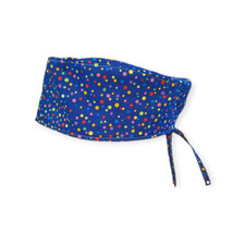 Dots on Blue Multi Color. Tie Back Scrub hat / cap Surgical Medical