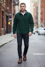 North Face Sweater Adult Large Green Quarter Zip Outdoors Casual Mens