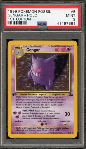 Pokemon Gengar Fossil 1st Edition Holo Rare #5 PSA 9 Mint