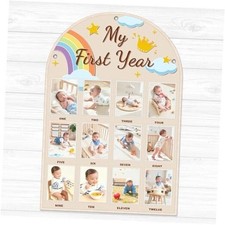 Baby Monthly Photo Board   First Year Milestone Frame with 12 Month Sign,
