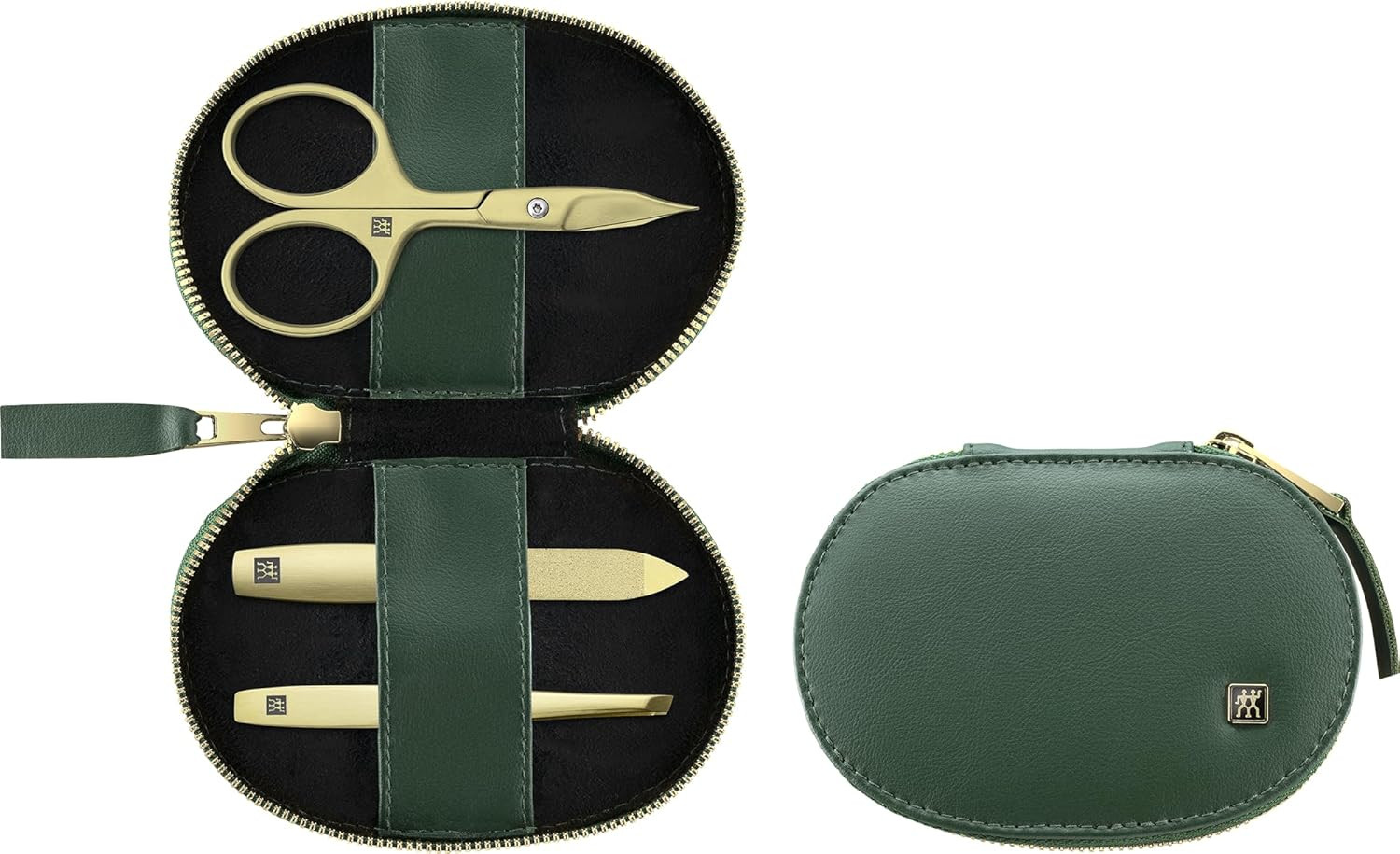 Set Manicure Acciaio Inox 3 Pezzi Forbicine Combinate Astuccio Pelle