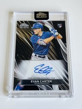 2024 Topps Chrome Black Evan Carter Auto RC Rookie #CBA-EC Rangers ENCASED!