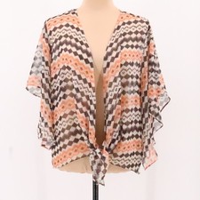 Southwestern Print Sheer Kimono Cardigan Lightweight Tie Front Cover Up Size S