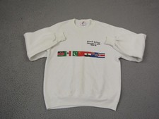 Vintage World Flags Sweatshirt Mens Large White Made in USA 80s 90s Cornell