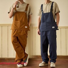 Retro Style Men Overalls Suspender Trouser Straight Pants Loose America New