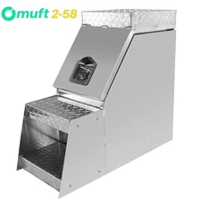 Side Mount Semi Truck Sliver Aluminum Tool Box Saddle Step Open Wide 25x28x12"