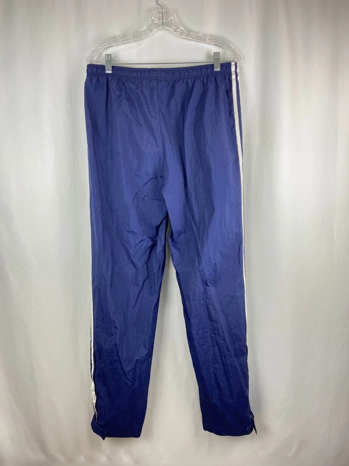 Adidas Men's M Track Pants Baggy Blue 3 Stripes Nylon Drawstring Lightweight Run - Image 2 of 4