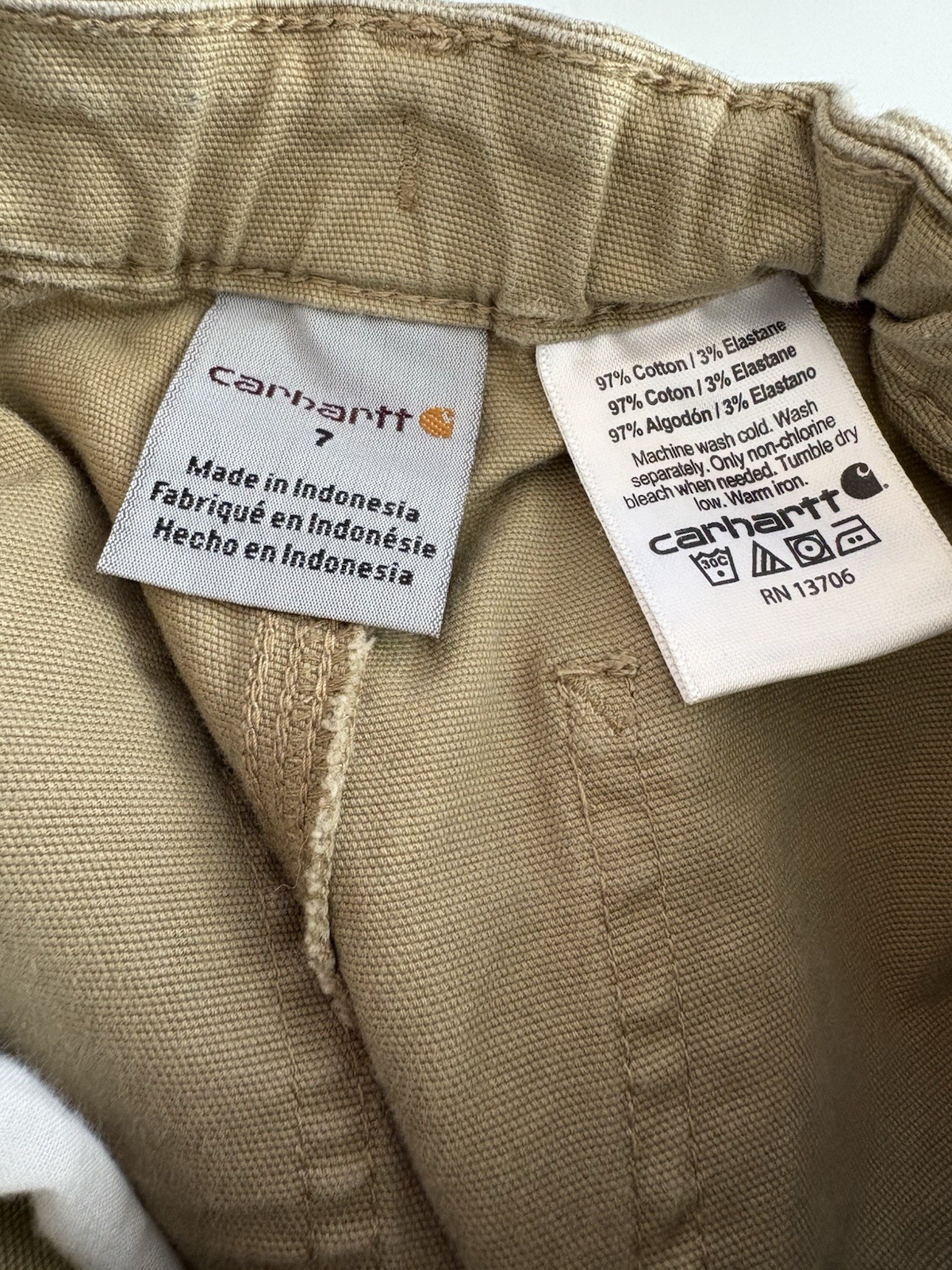 Carhartt Carpenter Pants Youth 7 Canvas Adjustable Kids Boys Tan thumbnail 6