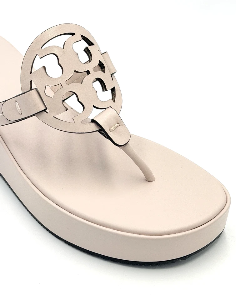TORY BURCH MILLER WEDGE SANDAL 25MM SOFT PINK CALF LEATHER SZ US 10 NIB* - Image 3 of 4