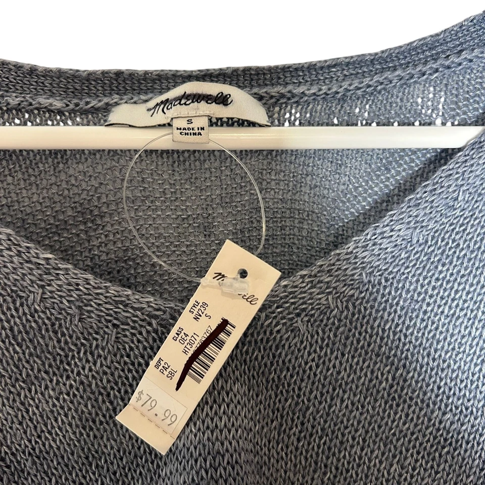 Suéter Madewell Lino Cuello en V Azul Talla Pequeña Nuevo con Etiquetas NV239 Foto 2 de 4