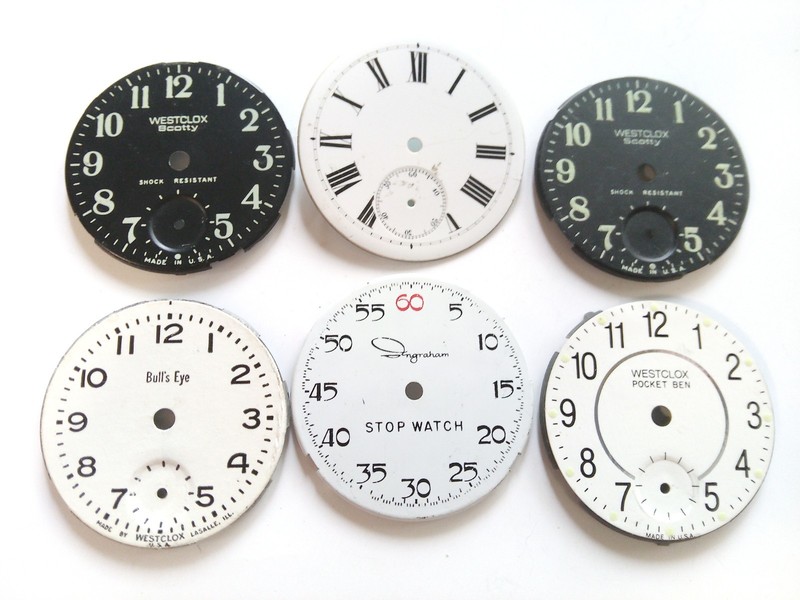 Six Vintage Pocket Watch Dials For Parts/Repairs/Arts/Crafts Projects (Lot #148)