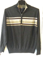 NWOT Dockers XL Men's dark Gray striped Pullover Zip Crewneck Sweater Perfect 