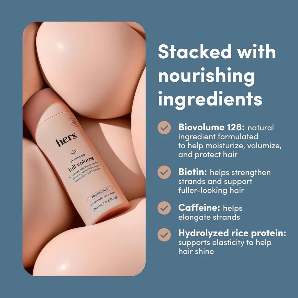 Champú Hers Full Volume 6,4 oz (paquete de 2) - biotina, brillo y rebote, cedro citrón Foto 2 de 4