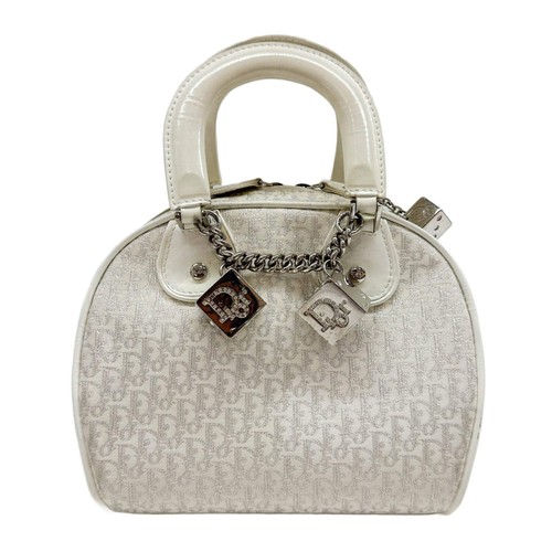 DIOR Gambler Dice White Trotter Canvas Hand Bag