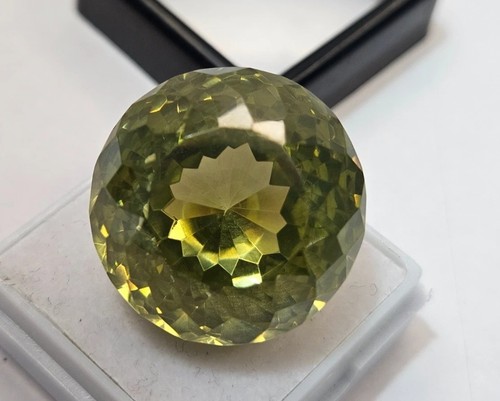 Cambodian Zircon Green Colour 106+ Ct Round Cut Natural Loose Certified Gemstone - Picture 3 of 10
