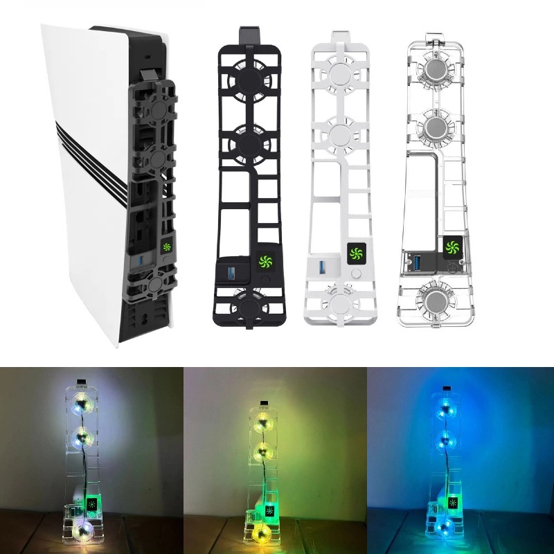 Side Cooling Fan Stand w/RGB Light For PS5 PRO Game Console Accessories Radiator
