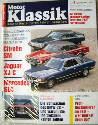 MOTOR KLASSIK 9-92+MERCEDES SLC+BMW CS+CITROEN SM+LAMBORGHINI ESPADA+JAGUAR XJ 6