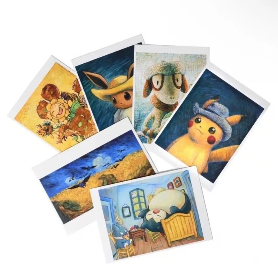 Pokemon Center x Van Gogh Museum Exclusive Postcard Set New & Sealed - Immagine 3 di 3