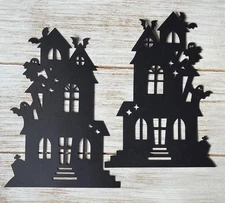 6 Paper Haunted House cutouts Die cuts Halloween card making scapbooking