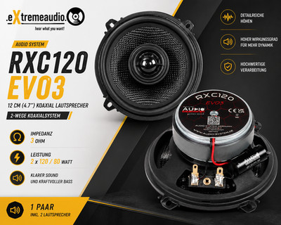 Audio System RXC 120 EVO 3 2-Wege 12 cm Koaxial Lautsprecher 120 mm - 1 Paar 