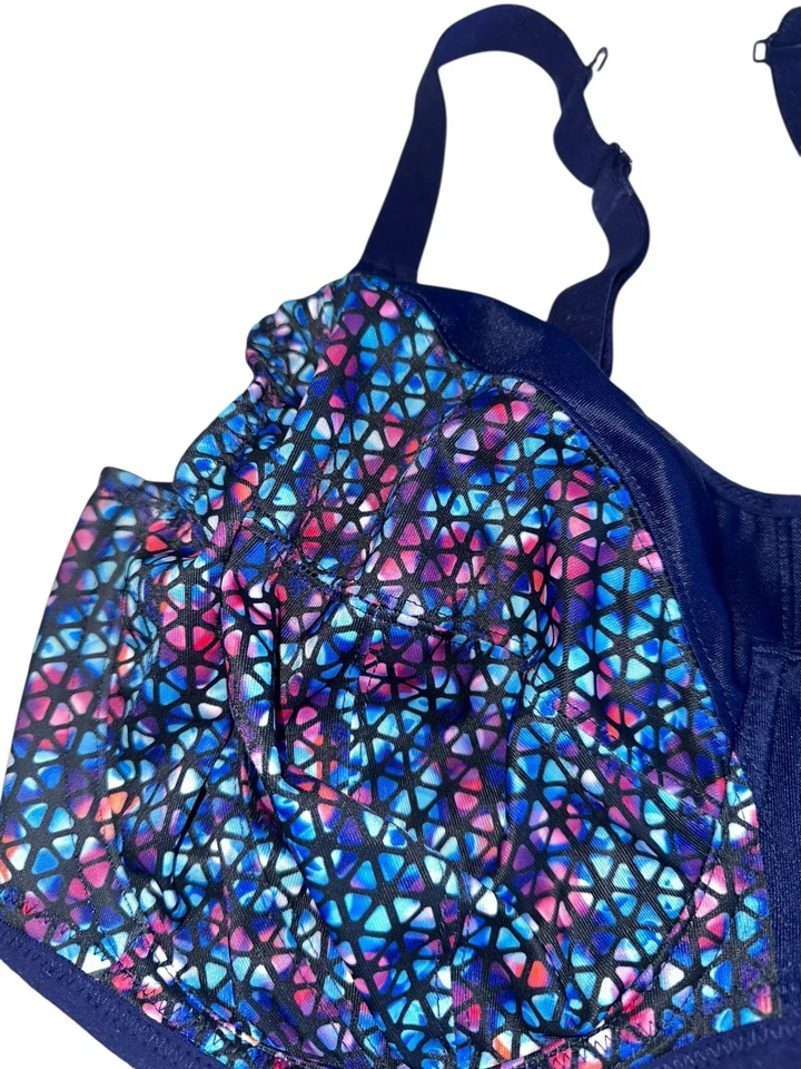 Elomi 8042 Energise Sports Bra 36H Navy Geometric Underwire - Image 2 of 4