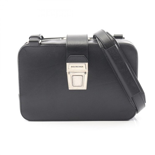 Balenciaga Tack Shoulder Bag Leather Black Women Used Authentic