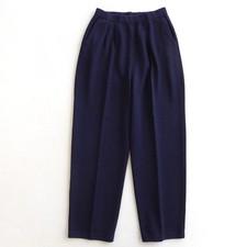 St. John Basics Santana Navy Blue Pleated Knit Pull On Pants Women Size 8