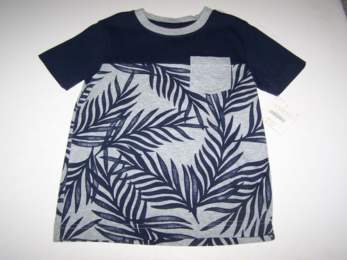 Gymboree Boys Tee Shirt with Pocket Blue/Gray Palm Tree Design Size 4 NWT Havana - Picture 2 of 3