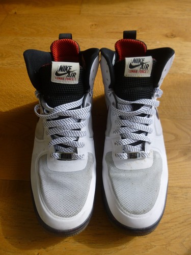 Nike Lunar Force I 1 Fuse Mid Hi Trainers White Black Red Men's UK 8.5 EUR 43 - Picture 4 of 11